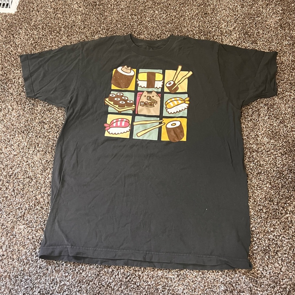 Pusheen Large Mens Graphic T-Shirt with Food Design